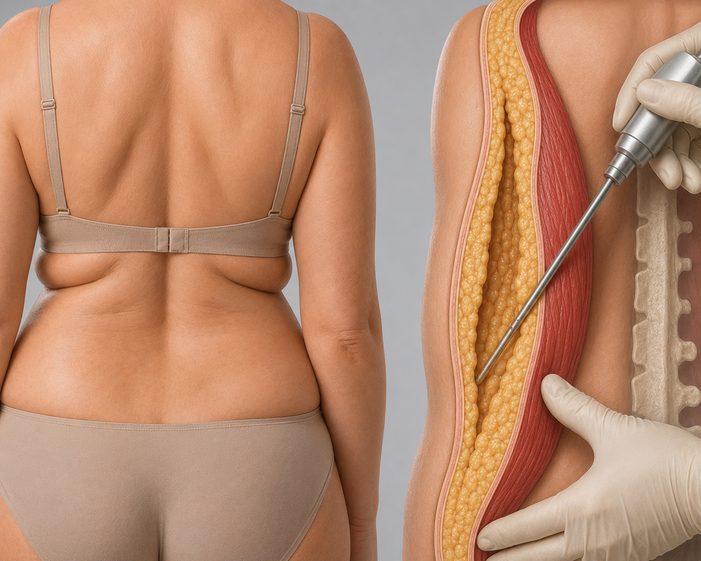 Surgeon consulting a patient about Back Fat Reduction